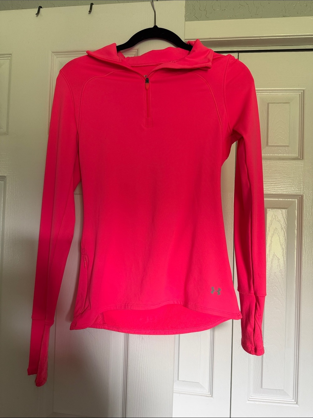 Under Armour Women's Neon Pink Quarter-Zip Hooded Performance Pullover